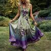 Plus Size Sleeveless Maxi Dress Floral Print V Neck Long Dress Elegant Casual Summer Dress for Women