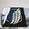 Attack On Titan Logo Blanket Flannel Spring Autumn Multifunction Super Soft Throw Blankets for Home Outdoor Bedspread