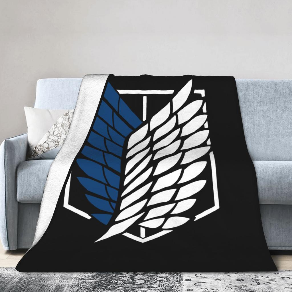 Attack On Titan Logo Blanket Flannel Spring Autumn Multifunction Super Soft Throw Blankets for Home Outdoor Bedspread