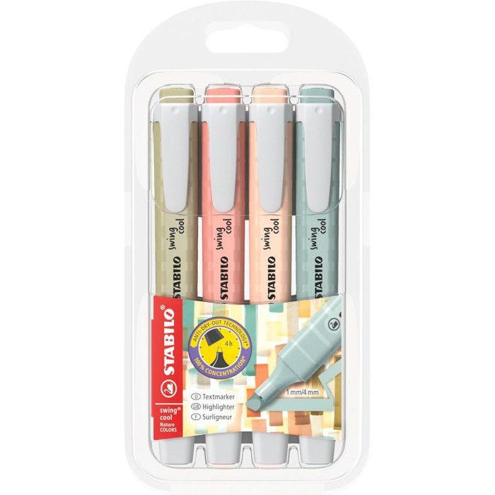 Surligneur - STABILO - Swing Cool NatureCOLORS - 4 Couleurs Pastels Nature