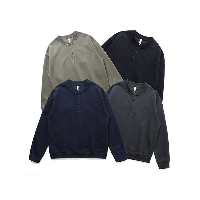 American vintage Tough Guy Henry Collar Hoodie Men's 2024 New Spring and Autumn Long sleeve Foreign Trade Men's Casual Outerwear