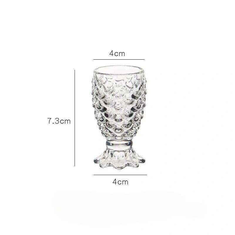 4pcs Wine Glass Set Glass Small Baijiu Liquor Cups One Mouthful Sake Wine Cup Flowered Ding Cups Imperial Cup Soju SGlass