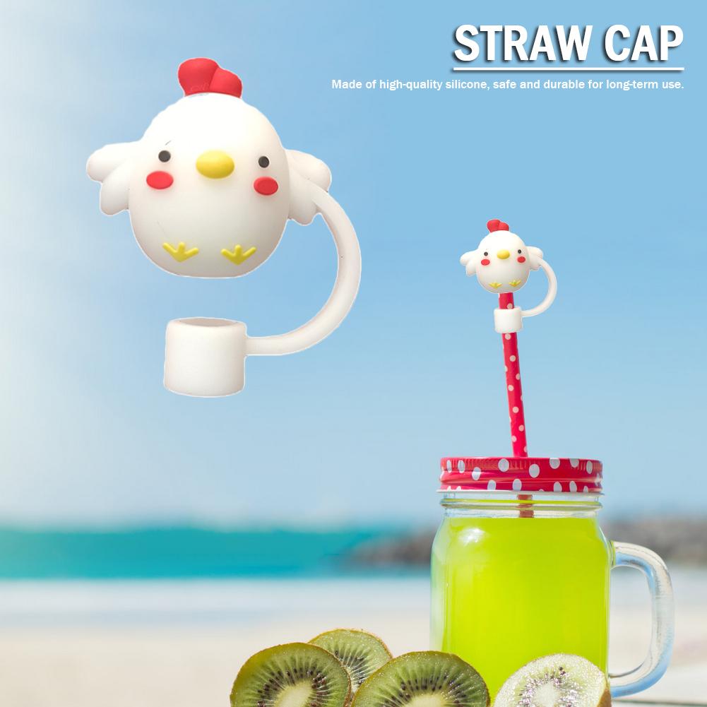 Cute Straw Sealing Covers Cartoon Silicone Straw Dustproof Tops Reusable for 6-8mm Washable Exquisite Gifts Cup Accessories
