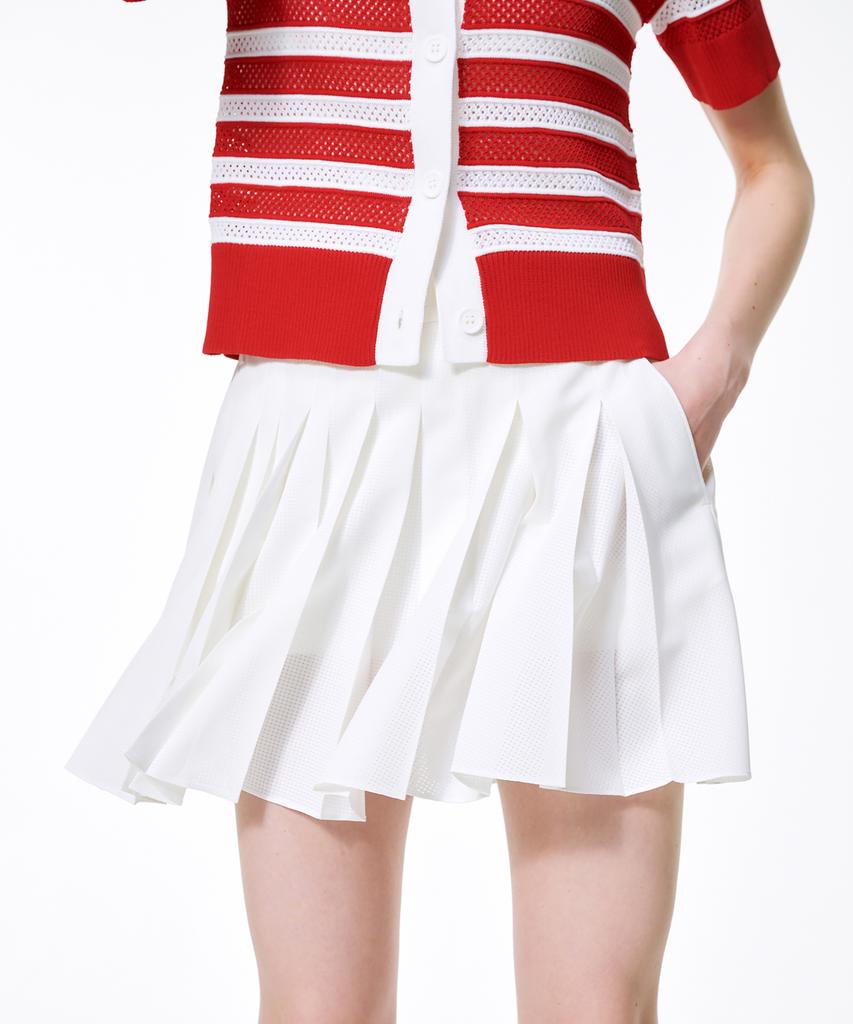Cream Golf Punched Pleated Skirt