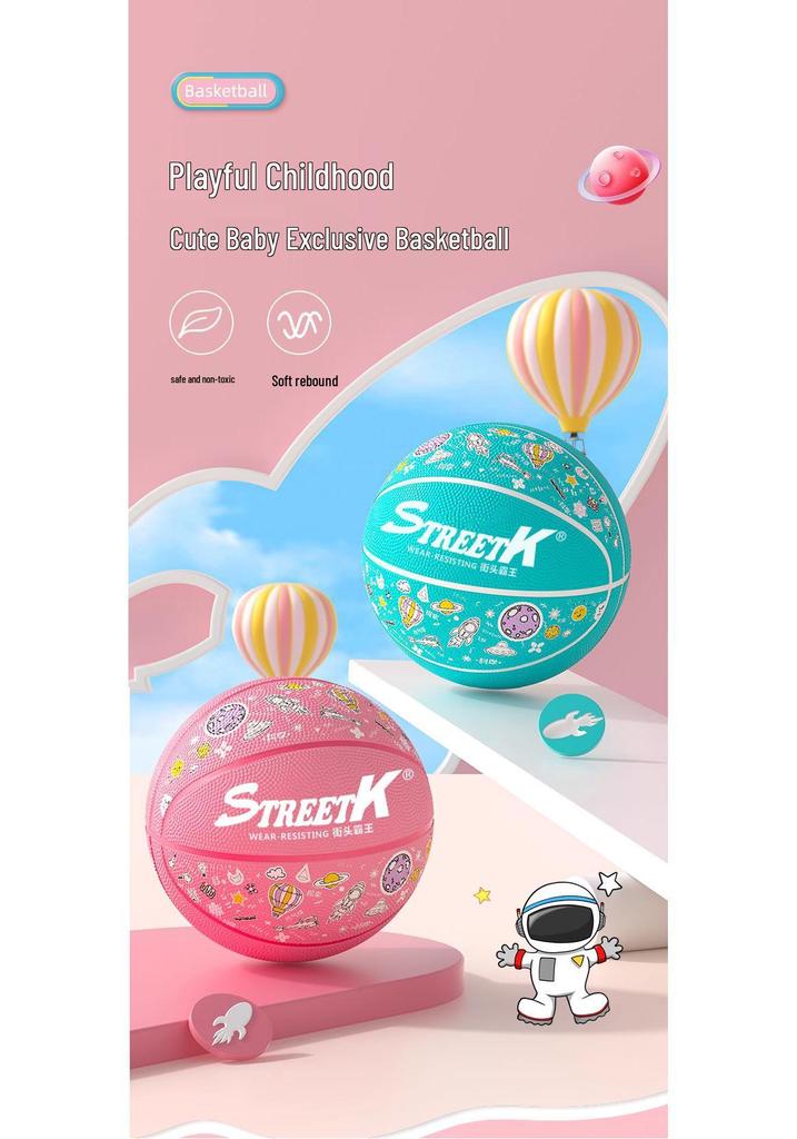 Children's Rubber Basketball - Sizes 3, 4, 5, 7, High Rebound, Wear-Resistant, Ideal for Kindergarten, Student Training & Competition.
