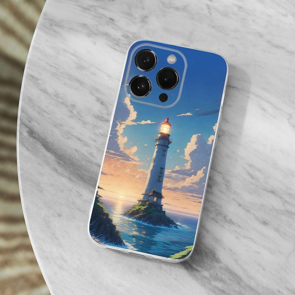 

Beauty Cartoon Lighthouse Case For iPhone Max,13,XR,SE,12,15,Pro,17,Plus,11,14,16,X,XS,Mini Transparent Soft Cover iPhone12PROMAX