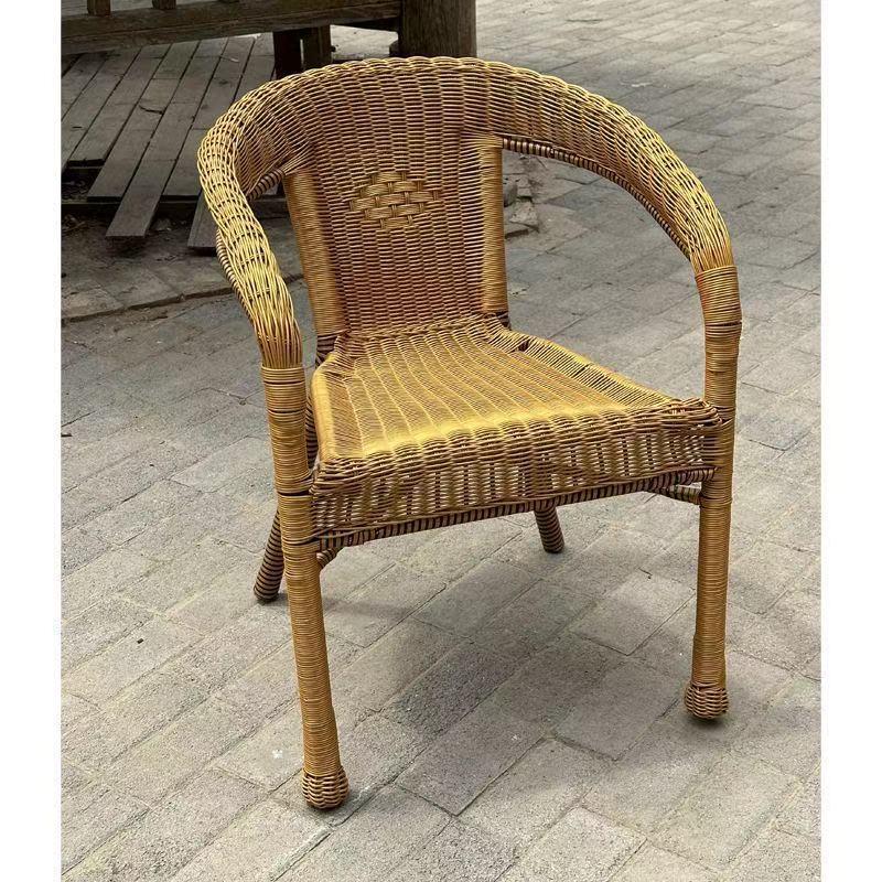 Ręcznie pleciony fotel rattanowy dla seniorów: Wytrzymałe krzesło wewnętrzne/zewnętrzne z oparciem na balkon i do wypoczynku