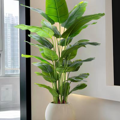 Large Indoor Floor Decoration: Traveler's Palm Fake Plant for Living Room Beside Sofa or TV Cabinet.