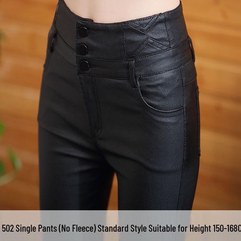Women's Winter Thickened Matte Leather Pants with Velvet Lining - 2025 Collection