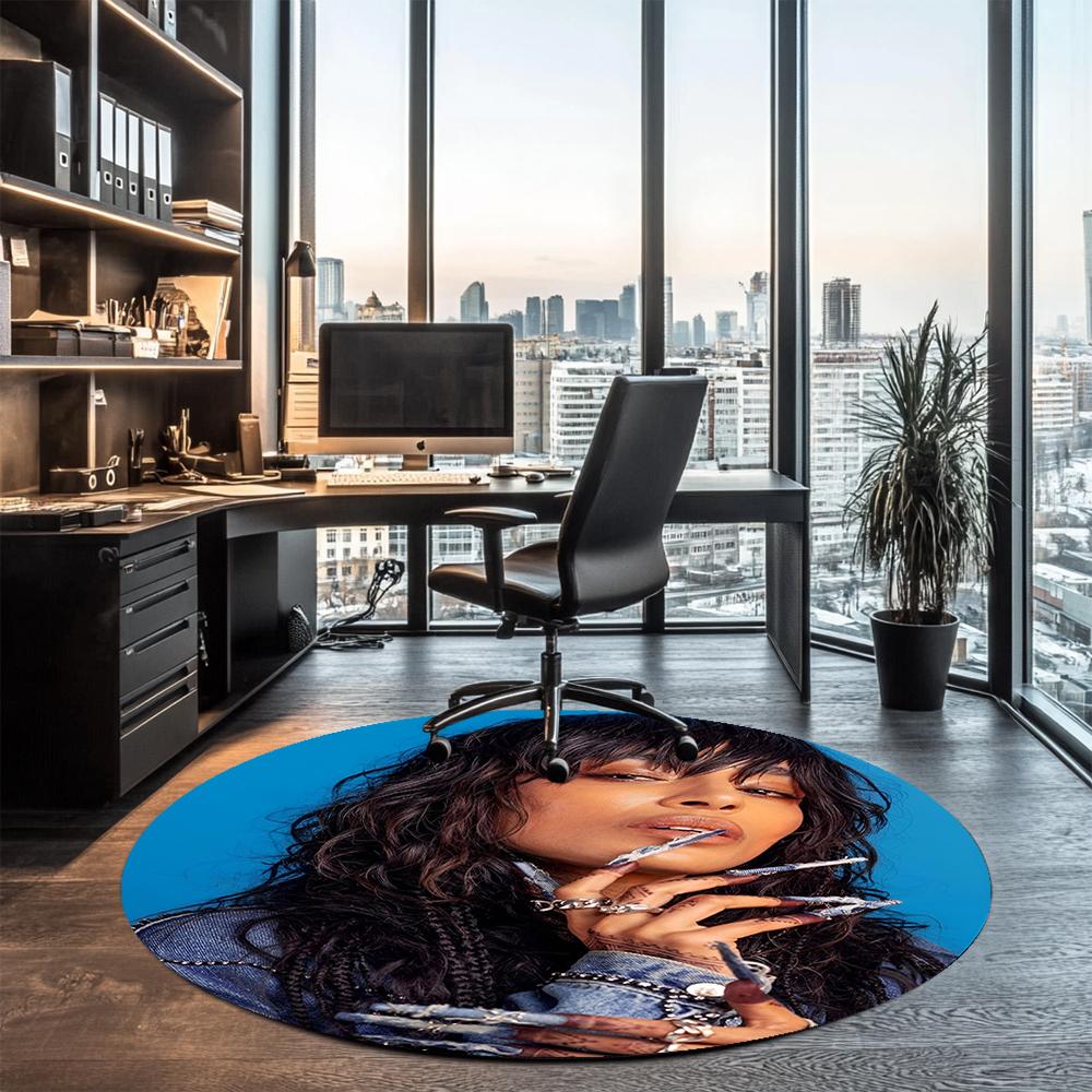 Loreen Printed Round Rug Carpet Chair Rug Area Rug Entryway Doormats,for Office Chair Living Room Bedroom Kitchen Room.