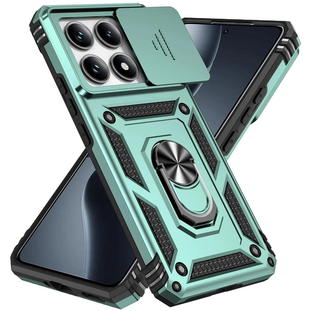 For Redmi Note 14 13 Pro 5G 4G Case Magnetic Ring Stand Rotating Slide Camera Lens Military Grade Armor Cover for Xiaomi 14T Pro