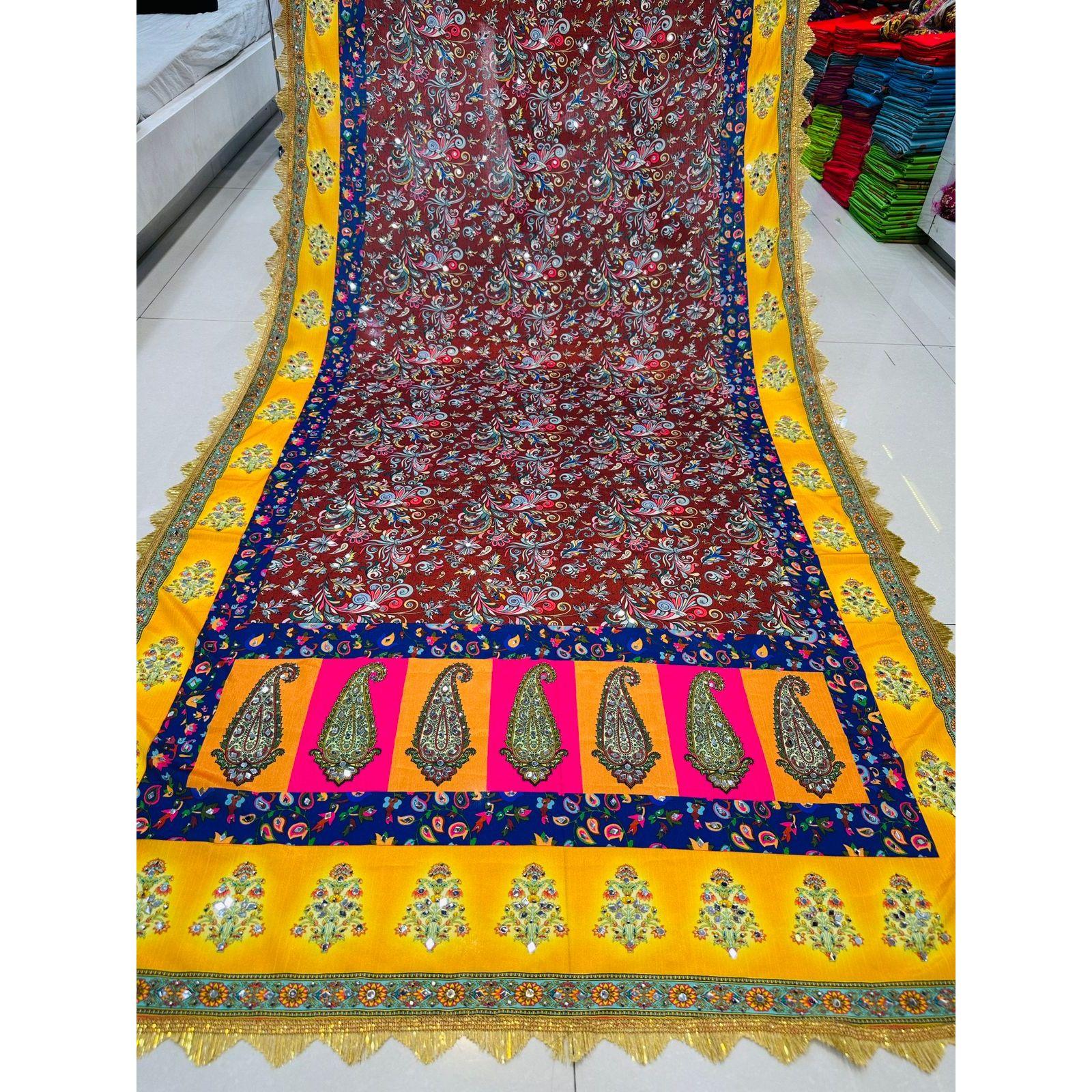 

Индийская традиционная красивая тяжелая ручная работа Настоящее зеркало Работа Дупатта