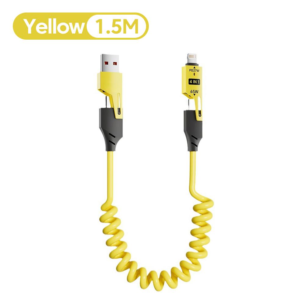 4 In 1 65W Charging Cable Multi Port USB Type C Fast Charging Data Cable For iPhone 16 15 Xiaomi Samsung PD 27W Lighting Cable