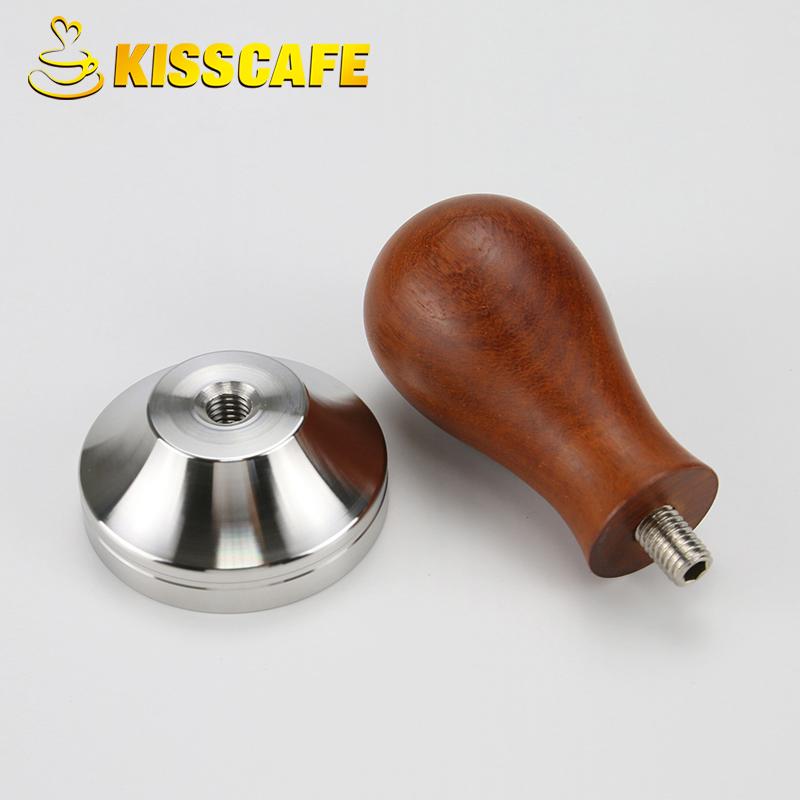 304 Edelstahlbasis Rotes Holzgriff Tamper 41MM 49MM 51MM 53MM 58MM 58.35MM Kaffeepulverhammer Kaffeezubehör