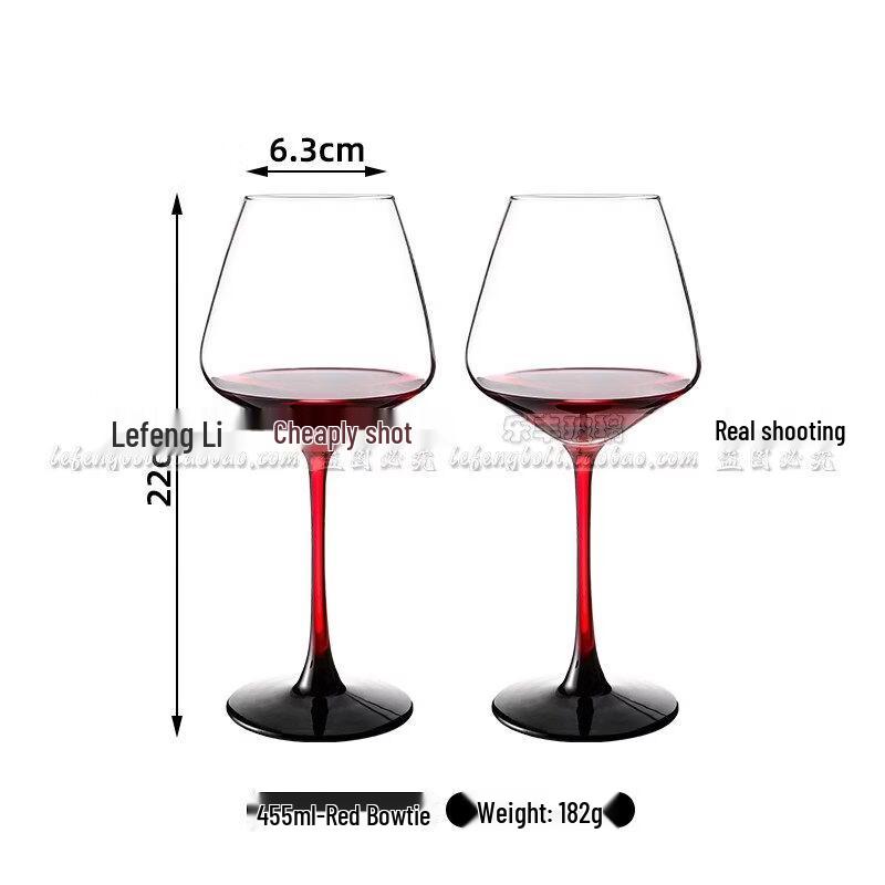 ZISIZ Red Bow Tie Burgundy Wine Glass