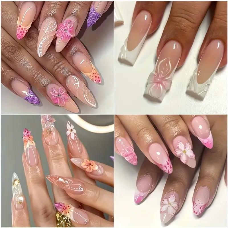 2 Pcs 3D Flower Silicone Nail Mold Lily Five-Petal Flower Nail Transparent Mold Diy Nail Art Decoration Manicure Design Tools