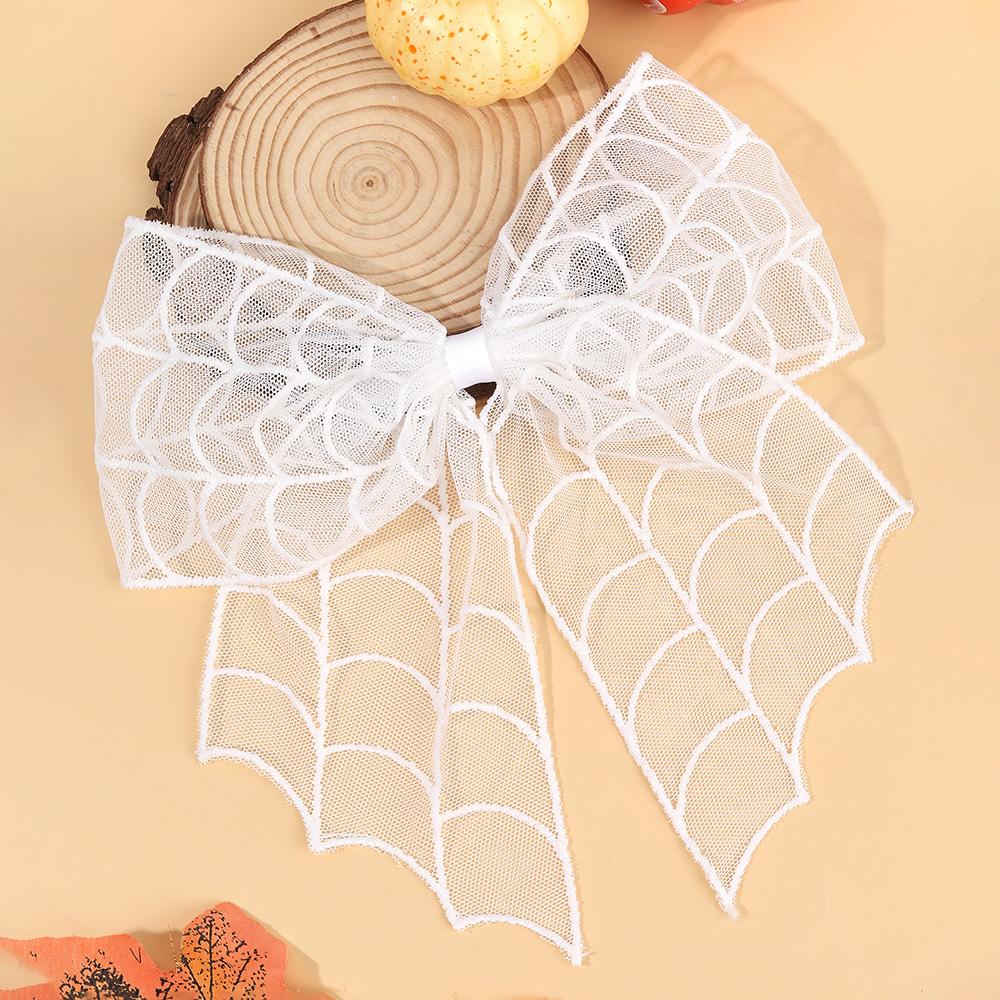 Halloween Bat Bow Hair Clips Bat Embroidery Lace Tulle Veil Gothic Hairpins Spooky Cosplay Hair Accessories For Women Girls
