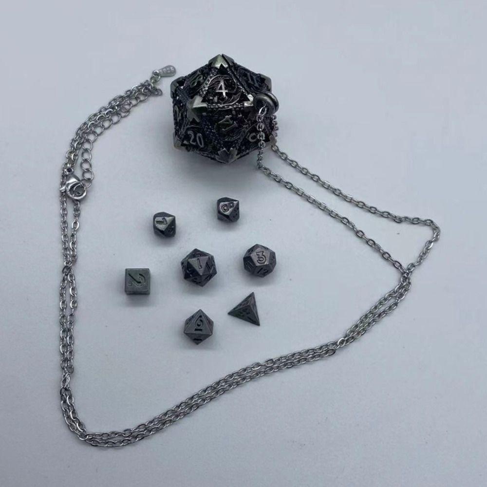 1 Set 20-sided Hollow Metal Dice Necklace DND Polyhedral Dice Necklace  Birthday Gift