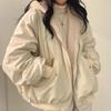 Autumn Thick Double-sided Velvet Cotton Hooded Jacket Women Fashion Winter Clothing Long Sleeve Zipper Loose Coats Women Solid Plush Warm Coat 25259