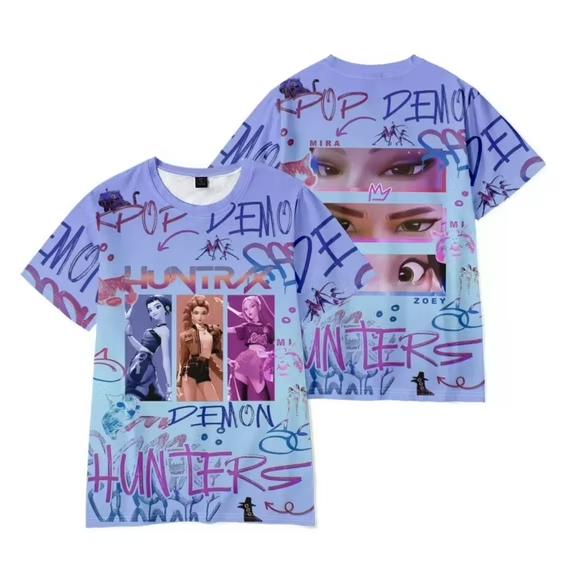 Kids T-shirts KPop Demon Hunters 3D Print Anime Children's Short Sleeve T-shirt
