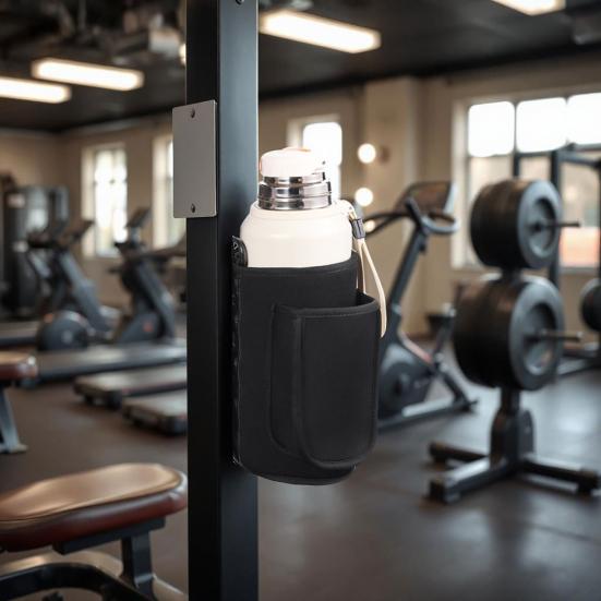 Magnetic Water Bottle Holder Bag with Phone Pocket Towel Buckle Gym Bottle Carrier Pouch Sleeve for Men