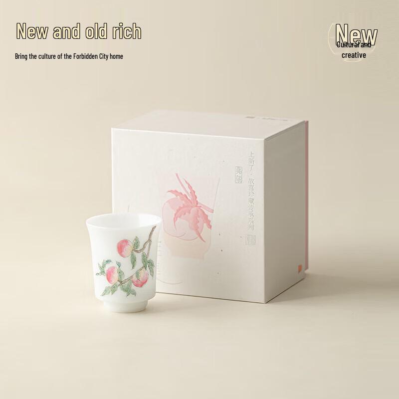 Forbidden City Collection Hand-Painted Peach Porcelain Teacup Set