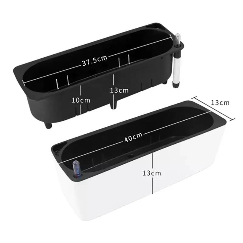 Rectangular Self Watering Flowerpot with Water Level Indicator for Garden Balcony Office Flowers Planting Pot Bonsai Containers