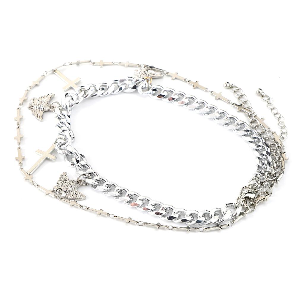 2 Stück Kette Choker Halskette Hip Hop Kreuz Anhänger Halskette Schmuck Kleidung Accessoire