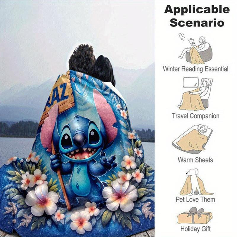 1pz Coperta con Stampa Stitch - Morbida, Coperta per Tutte le Stagioni per Soggiorno, Camera da Letto, Regalo Personalizzato con Adorabile Design Cartoon