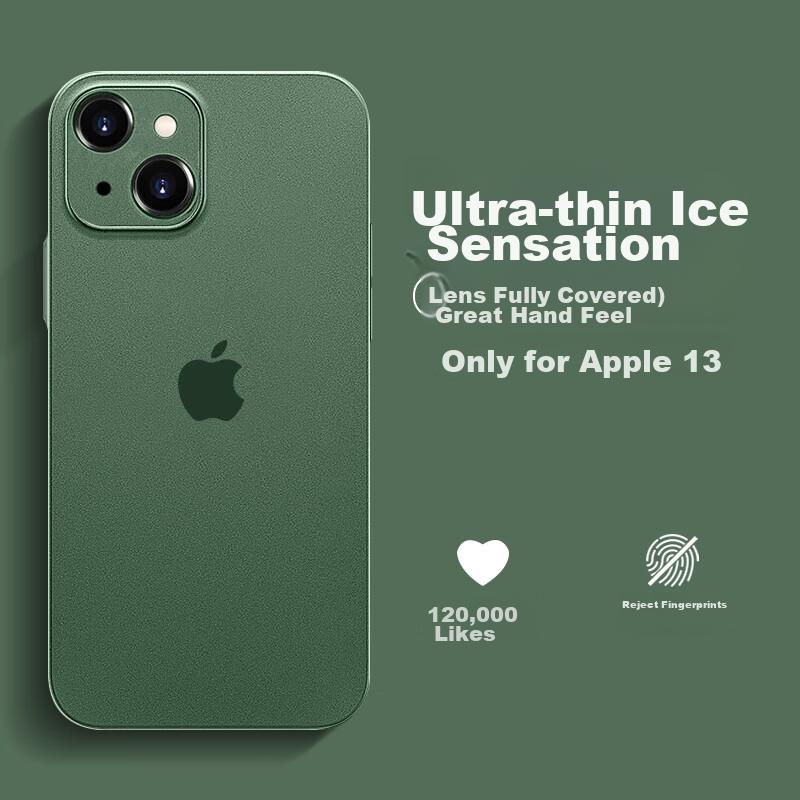 NEYAA IPhone 13 Case, Ultra-Thin Transparent Frosted Shockproof Soft, Full Lens Protection, Cangling Gree