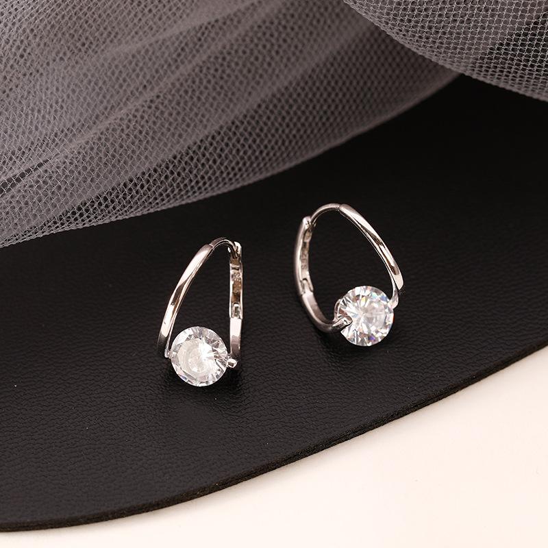 925 Silver Korean Zircon Hoop Earrings Simple Temperament Exquisite Semale Sexy Jewelry Gift