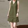 Women Daily Casual V-Neck Summer Sleeveless Dress