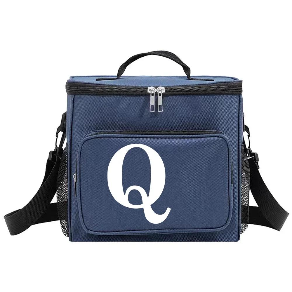 Insulated Lunch Bags Thermal Organizer Handbag Cooler Box for Student Portable Waterproof Camping Storage Boxes White Pattern