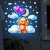 Adorable Little Bear Wall Sticker for Children's Bedroom Decoration Under The Cartoon Starry Sky