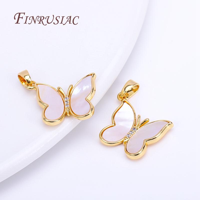 Trendy Inlaid Zircon Butterfly Charms Pendants For Jewellery Making Supplies,Natural Shell Pendants Accessories DIY Jewelry