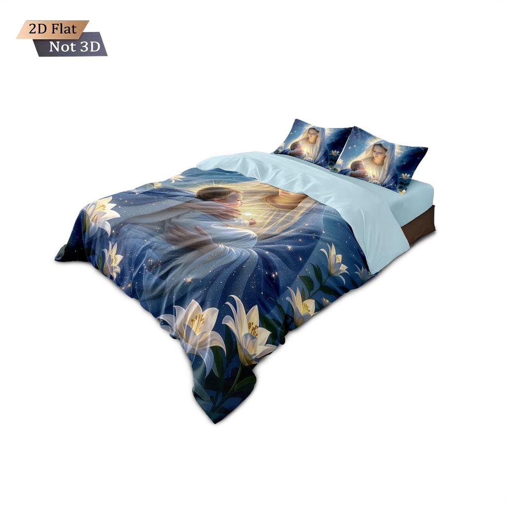 3-teiliges Bettwäscheset ohne Kern mit Aufdruck der Heiligen Jungfrau Maria Weich und bequem Schlafsaal Schlafzimmer Mehrere Größen Maschinenwaschbar