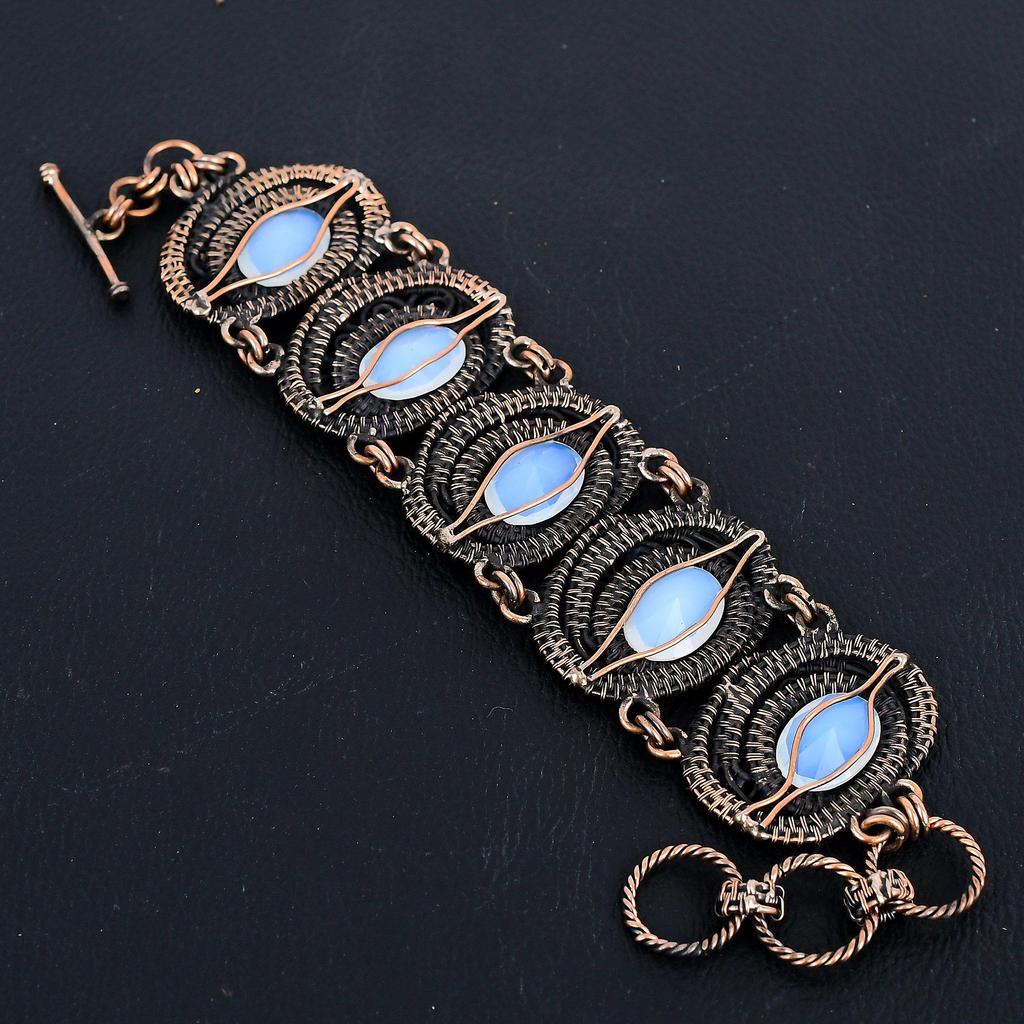 Milky Opal Handmade Latest Design Jewelry Bracelet,  999 Copper Wire Wrapped Gemstone Bracelet, Gift For Mother