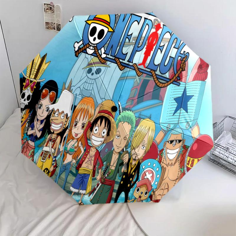1 Stück Automatischer Faltregenschirm - Anime One Piece Muster Tragbares faltbares Design Mit 8 Rippen Weihnachts-Geburtstagsgeschenke