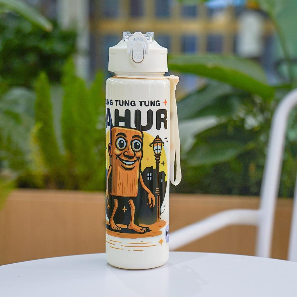 Italian Brainrot Water Bottle Tung Tung Tung Sahur Water Cup With Straw Football Sports Water Kettle Easter Valentine'S Day Gift