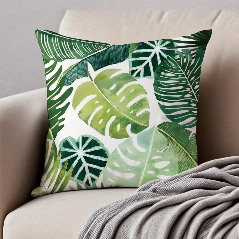 Modern style Leaf Cushion Cover Pillowcase Antidustmite Invisible Zipper Short Plush Sofa Cushion