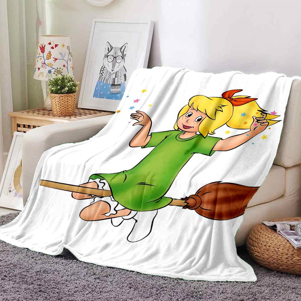 Bibi Blocksberg Theme Printed Blanket - Perfect for Couch, Bed, Travel & Outdoor Use | Machine Washable, Cozy & Durable.