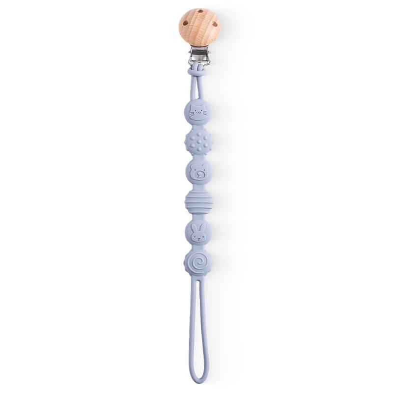 Beech Wood Pacifier Clip Silicone Chain Anti-Drop Baby Accessories Pacifier Chain Nipple Holder Nipple Clip Cartoon Dummy Holder