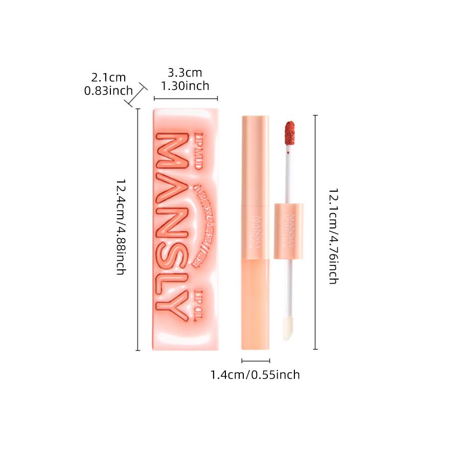 Double Moisturizing Lip Oil with High Pigment Waterproof Lip Mud