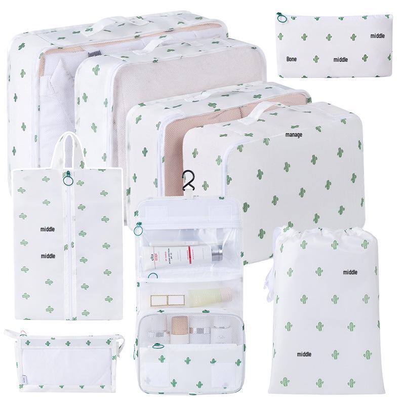 Eight-Piece Waterproof Travel Storage Bag Set for Business Trips - Large Capacity