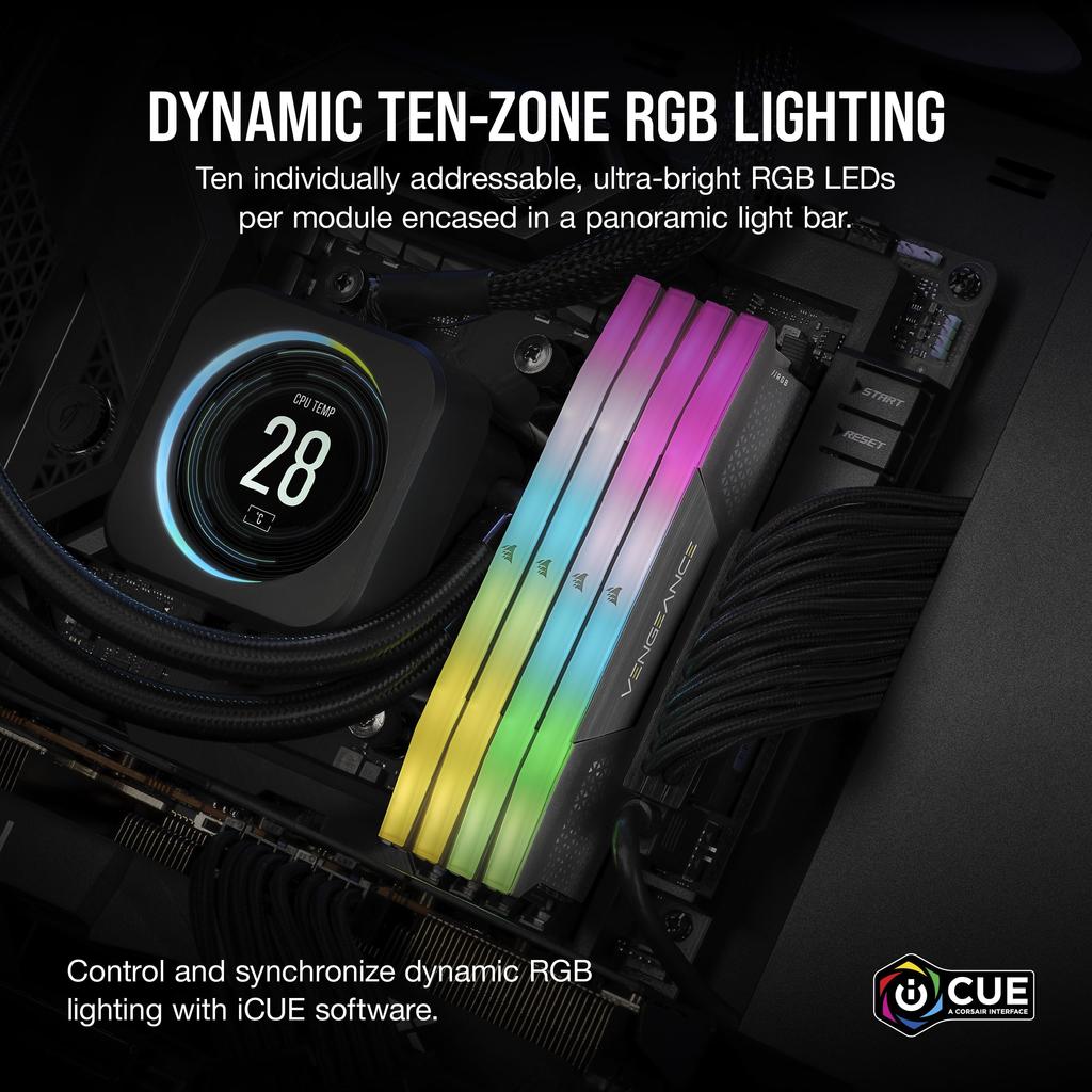 Corsair Desktop PC Memory VENGEANCE RGB DDR5 Series AMD EXPO Intel XMP Memory Kit 64GB Black X CMH64GX5M2B6000Z38 DDR5-6000MHz & [32GB 2]