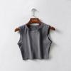 2024 Women's Summer Cotton Cycling Vest: European & American Style, Solid Color, Wide Strap, Short Cropped Tank Top