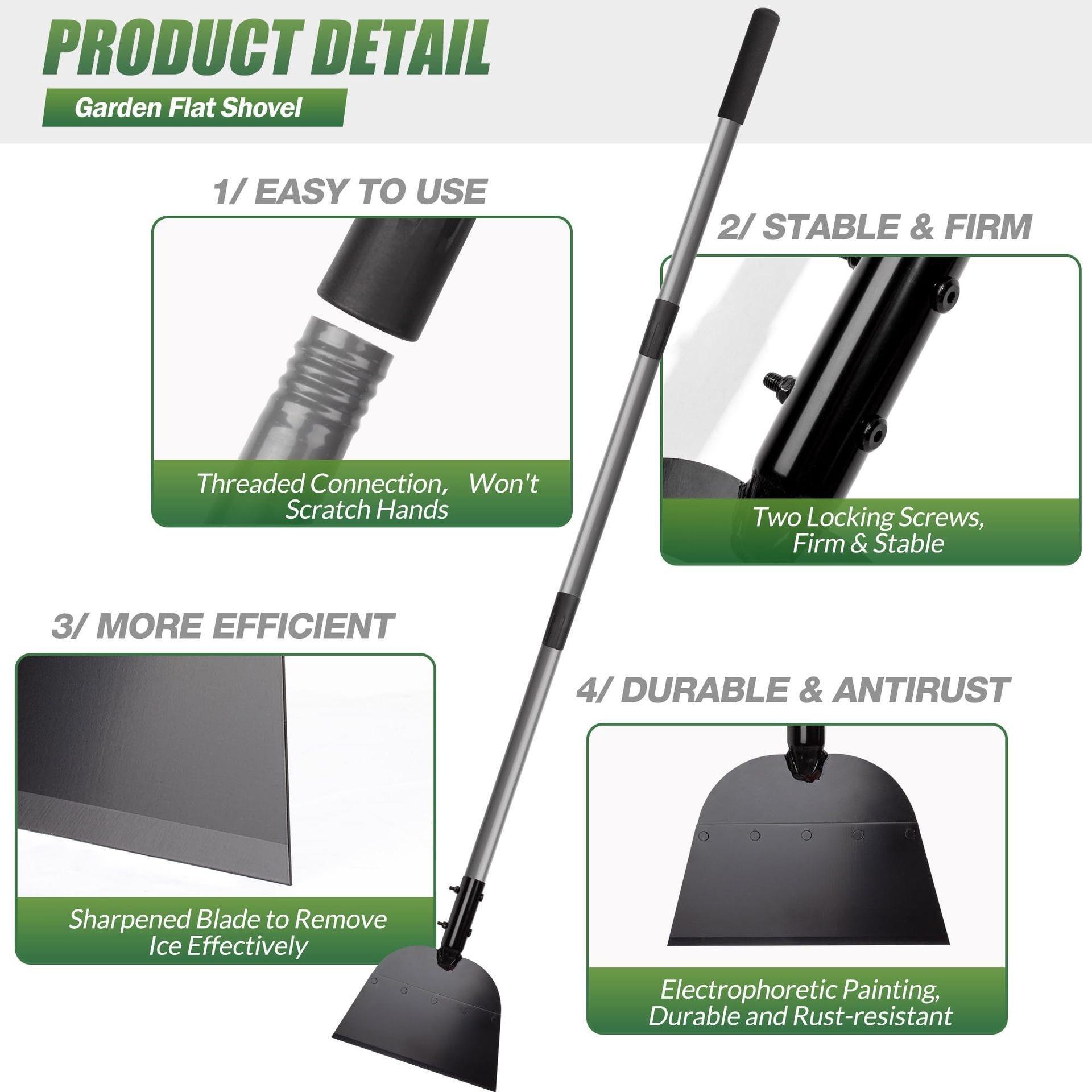 Flat Shovel Snow Shovel Ice Scraper Floor Scraper Outdoor Garden Cleaning Shovel Ice Shovel for Driveway Weeds Removal Tools