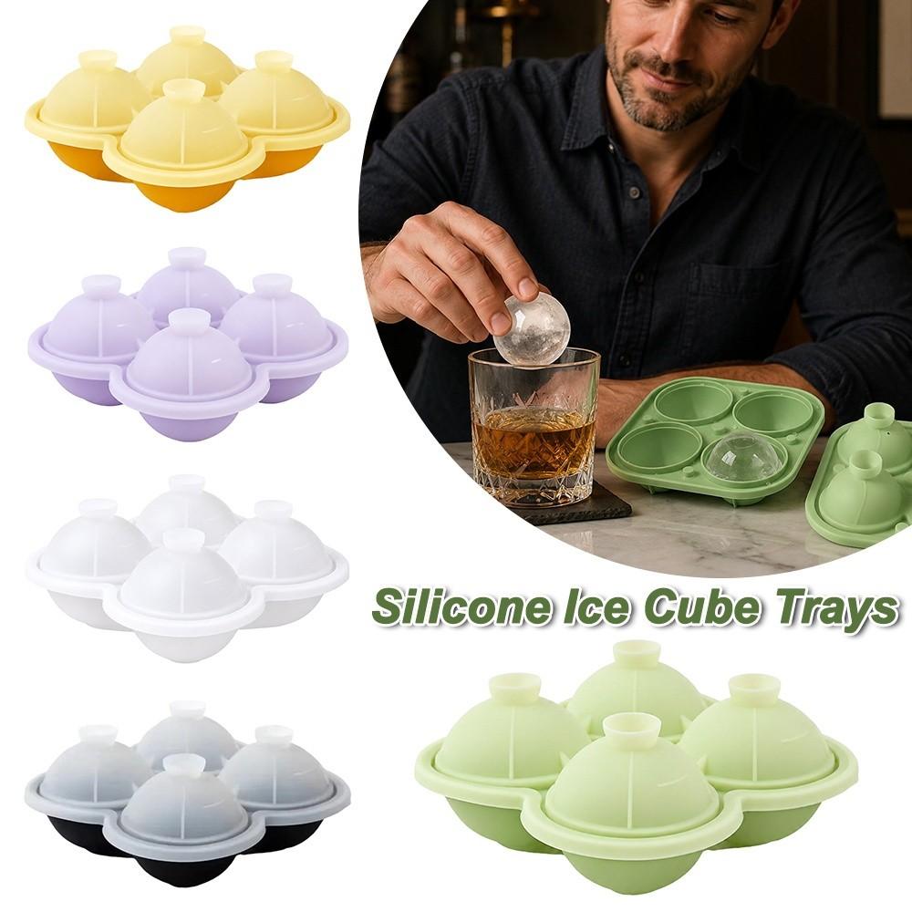 Large Size Silicone Ice Cube Trays with Lids Round Ice Mold Parties Ice Ball Maker Home Drinks