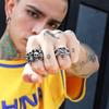 6pcs/Set Punk Men Ring Set Goth Skeleton Rings Vintage Halloween Ring Set  Men