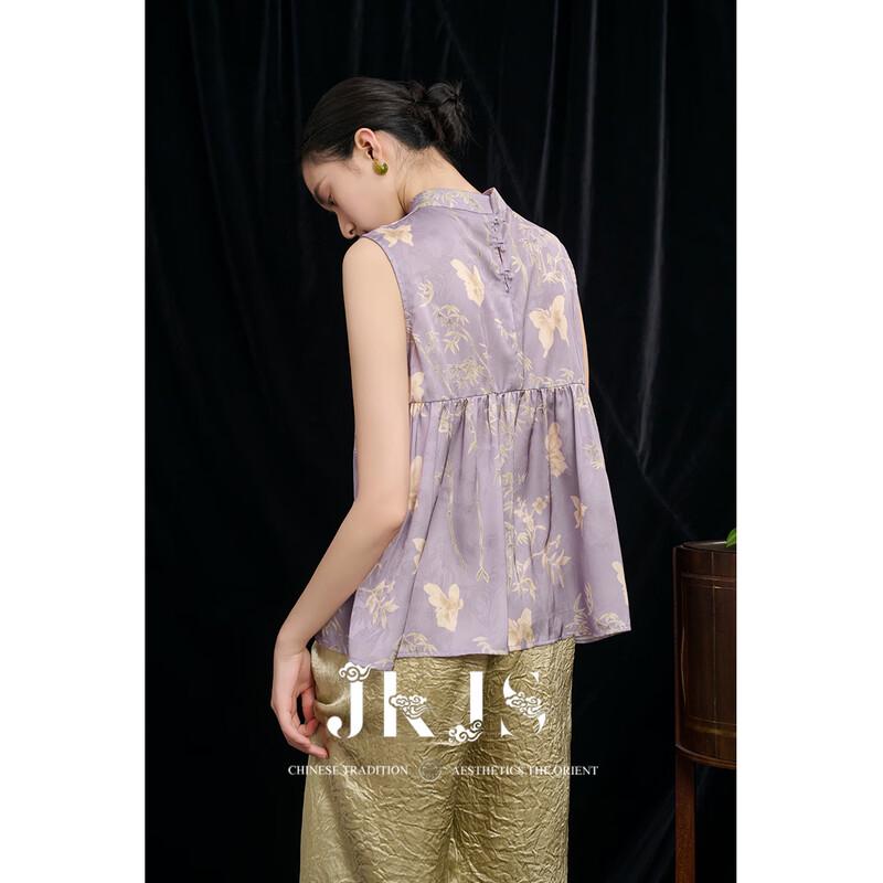JK&JS Flower Scroll New Chinese Style Jacquard Sleeveless Vest